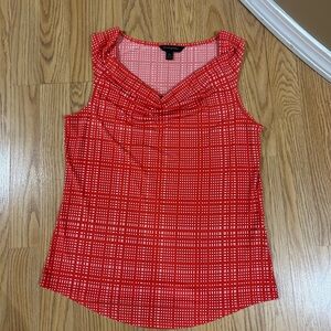 Banana Republic Red and White Sleeveless Cowl-Neck Camisole